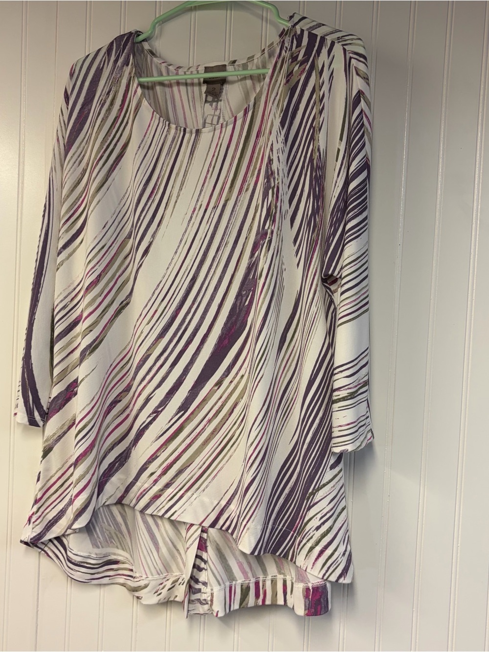 Chico’s Stylish Women's Striped Scoop Neck Top - Purple & Pink Size 2 Large